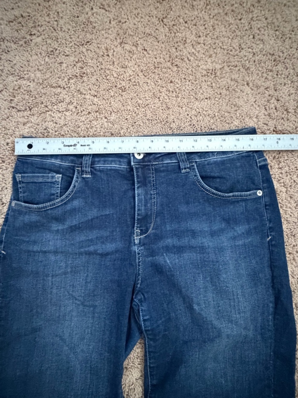 32 Anthropologie pilcro high rise slim long Dark Blue Denim Jean Shorts - Picture 8 of 10
